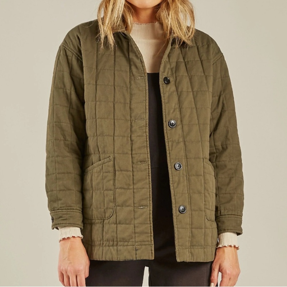 Rylee + Cru Olive Quilted Chore Jacket